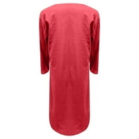 Haljine za žene Himeway Ženski džepovi Labavi ljuljački majica Haljina s dugim rukavima Čvrsta haljina crvena 3xl