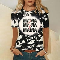 Ženska modna casual tiskana okrugla vrat kratkih rukava Top bluza Tamno siva XXL