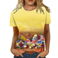 Cotonie Women Fashion Summer Casual Print Okrugli vrat Majica s kratkim rukavima TOP bluza pulover
