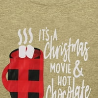 Anbech ovo je moj božićni film za gledanje majica za žene s dugim rukavima grafička majica s kafom karističnim