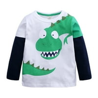 Dječaci vrhovi majica Dječja djeca crtani dinosaur patchwork majica odjeća