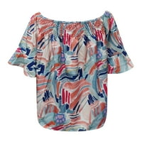 Majice za žene Modni udoban cvjetni skraćeni print s ramenim prazničnim majicama TOP majica Top bluza