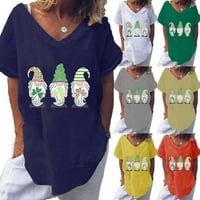 Ženske plus veličine vrhova ljetni raglan kratki rukav V-izrez ST Patricks Dan majica Ležerne prilike