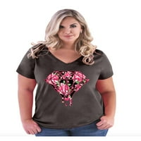 Ženska majica plus veličine V-izrez - Diamond