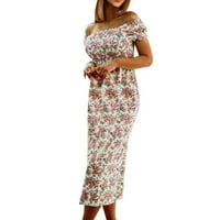 B91XZ PLUS MAXI Dress za žene Žene Off ramena Slatka haljina Print Mini haljina Ljetna haljina kratki