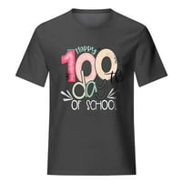 100. školski učitelj Happy Days Majica Žene klasične-fit kratki rukav Crewneck Pamuk Tee