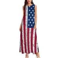 Američka zastava 4. srpnja Plaže Haljine za žene Maxi Pogodna labava elegantna duga rukava Split cvjetna