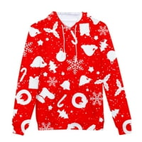 Floleo Clearence Muški modni povremeni božićni džemper Fleece digitalni ispis s kapuljačom na kapuljaču