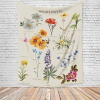 Papaba botanička zidna tapiserija, botanički tiskani cvijet zida viseći tapiserija pokrivač backdrop