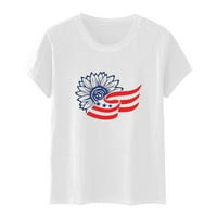 USMIXI majice za žene 4. jula Labavi molboni Dan nezavisnosti Patriotski tee vrhovi Ljeto casual crewneck