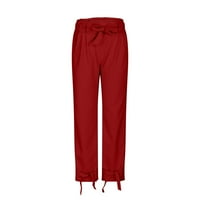 Wavsuf Žene pune dužine Casual pantalone s džepovima Visoki uspon čvrsti klirens crvena juniors Hlače
