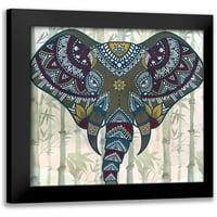 Allen, Kimberly crna moderna uokvirena muzejska umjetnost tisak pod nazivom - akvarel mandala slon