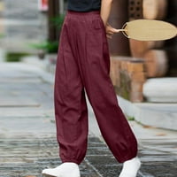 Ploknplq Ženske traperice vrećice Ženske hlače velike struke pantalone za pantalone sa džepom Ležerne