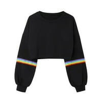 Majice za žene s prugama dugih rukava kratka dukserica Jumper Crni pulover Top veličine m