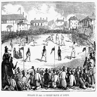 Engleska: Cricket, 1842. Na kriket utakmica kod Gospodara. Graviranje drveta, engleski, 1842. Poster