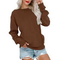 Knosfena ženska dukseri plus pulover sa čvrstim bojama za žene Dressy Crewneck Y2K odjeća s dugim rukavima