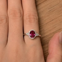 Glednjaka Birch Ženska ovalna kubična cirkonija prsten za prste za prste za venčanje nakit poklon mesing, kubični cirkonijski crveni