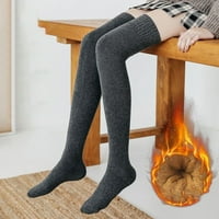 Bedra visoka čarapa zadebljana plišana čvrsta boja rastezljiva super mekana drži topla vjetra jesenje