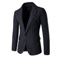 Muška casual moda čista boja jednobojno jedno dugme dugih rukava jaknu kaput mornarice m