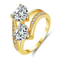 Prstenovi za žene Jedinstvene dvostruke srčane duge vječne angažovačke prstene za djevojke
