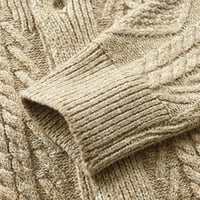Mens kardigan džemper postolje za ovratnik od vune pletenje vintage džemper sa džepovima Bež veličine