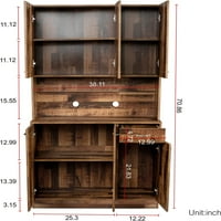 Drvena kuhinja Omorska kabinet, 70.87 Visok ormar i kuhinjski ormar sa 6 vrata, 1-otvorenim policama