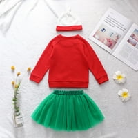 Canrulo Toddler novorođenčad za djecu Božićni crveni aplical uzorak O-izrez Pulover zelene pređe suknje