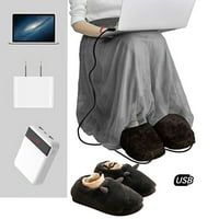 Denope USB grijane papuče plišane temperature podesivo grijaće papuče protiv klizanja papuče za zimsko