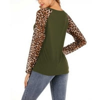 Cotonie ženska modna casual čvrsta duga rukava okrugla vrat Leopard patchwork bluza vrhunska prodaja
