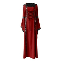 Srednjovjekovna haljina za žene vještica kostim ELF haljina s dugim rukavom retro s kapuljačom dugih