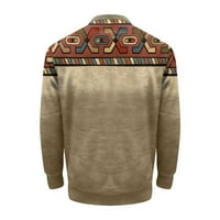 MLQIDK Muški Aztec etničko tisak Vintage Top Dugme za košulju dugih rukava Ovratnik prema dolje Downlover kaput Elegantna jakna L l