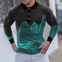 Muške modne košulje Muška modna casual Sports Sažetak Digitalni ispis Lapl dugme Dugi rukavi
