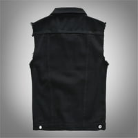 Crne majice Muški novi modni traper prsluk Ležeran kaubojska jakna u bluzi ramena