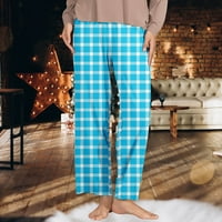 Ležerne hlače za žene klasične plaćene labave lagane noge lagane pantalone plave veličine xxl