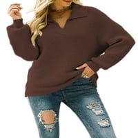 Bomotoo Žene pulover Duks od punog boja Zimski topli Jumper vrhovi ležerne pletene džempene Loungeward