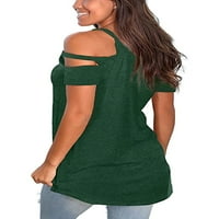 Žene Ljeto Ležerne prilike izrezane majice kratkih rukava s ramena bluza Oslobađaju se na vratu hladnih