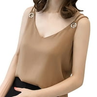 Viikei Cisterna za ženske vrhove bez rukava plus veličina kauzalna čvrsta boja labava bluza bez rukava
