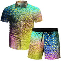 Ljetne odjeće za muškarce postavljaju casual gumb niz havajska majica kardigan Print kratkim kratkim