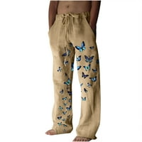 Muške hlače Ljetne ležerne pamučne pantalone za pamučne pamučne labave fit tiskane lagane elastične