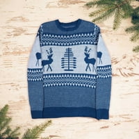 Rovga ženski džemperi ženski jesen i zimski okrugli vrat Geometrijski uzorak božićni pulover džemper