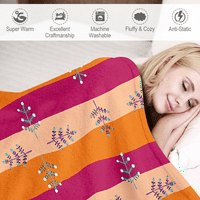 Vintage cvjetni prugasti pokrivač s jastučnicima za kauč na kauču Ljetni šareni crtani plišani pokrivač