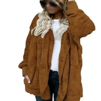 Sexy Dance ženska odjeća kardigan jakna s dugim rukavima, ležerni kaput zimska topla smeđa m
