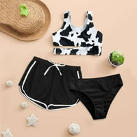 SHPWFBE dječje djevojke odjeću odjeća krava kupaći kostimi s punim bojama kratke hlače ljetni bikini