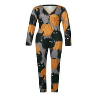 Žene Duboko V izrez pidžama sa gumbom za zatvaranje dugme za Halloween Funkcionalno dugme Zaklopke za