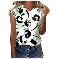 Ženska modna casual tiskana V izrez kratki rukav top bluza s-2xl