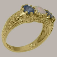 Britanci napravio 9k žuto zlato istinski prirodni i safir ženski prsten - Veličina opcije - Veličina