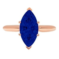 2.5ct Marquise Cut simulirani plavi safir 14K ružičasto zlatne godišnjice ružičastog prstena veličine