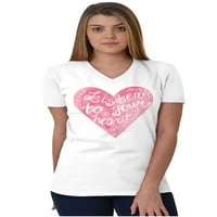 Ljubav quote Slušaj srce Romantično V izrez T majica Tees Žene Brisco Marke m