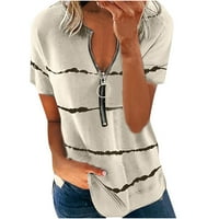Gathrrgyp žene kratkih rukava odobrenje $ 5, ženska modna tiskana bluza V-izrez kratki rukav labav majica