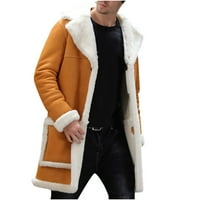 Muški kožni kaput Srednja dužina Fuzzy Fau Suede Sherpa obložena zimska zgušnjavanje toplo zarez rever